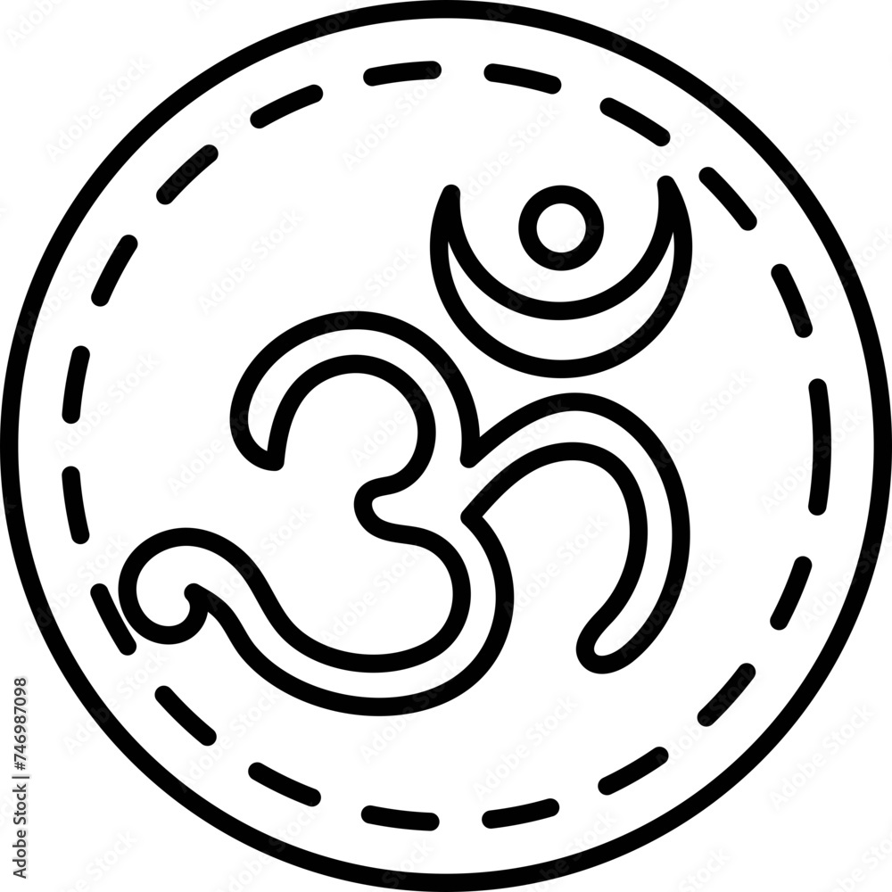Ohm sticker icon in black line art.