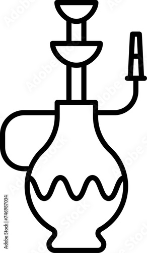 Line art illustration of Hookah icon.