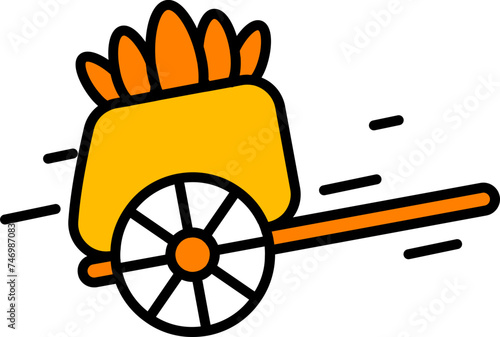 Old wagon cart icon in yellow and orange color.