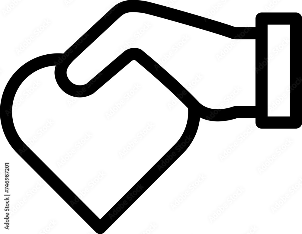 Human hand given heart icon in thin line art. Human hand given heart icon in thin line art.