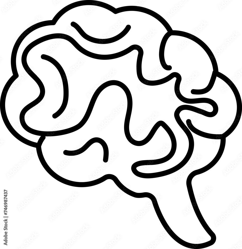 Illustration of Human brain icon in black line art. Illustration of Human brain icon in black line art.
