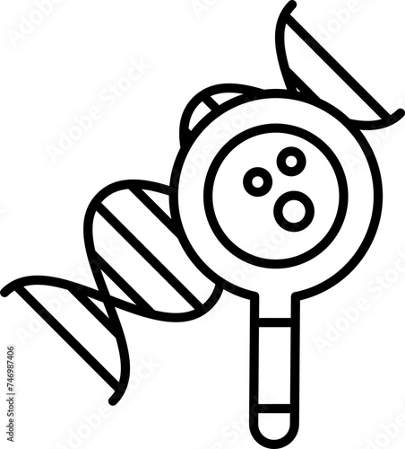 Illustration of DNA Search icon in black line art.