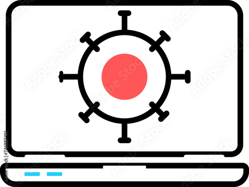 Vector illustration of Virus in laptop screen.