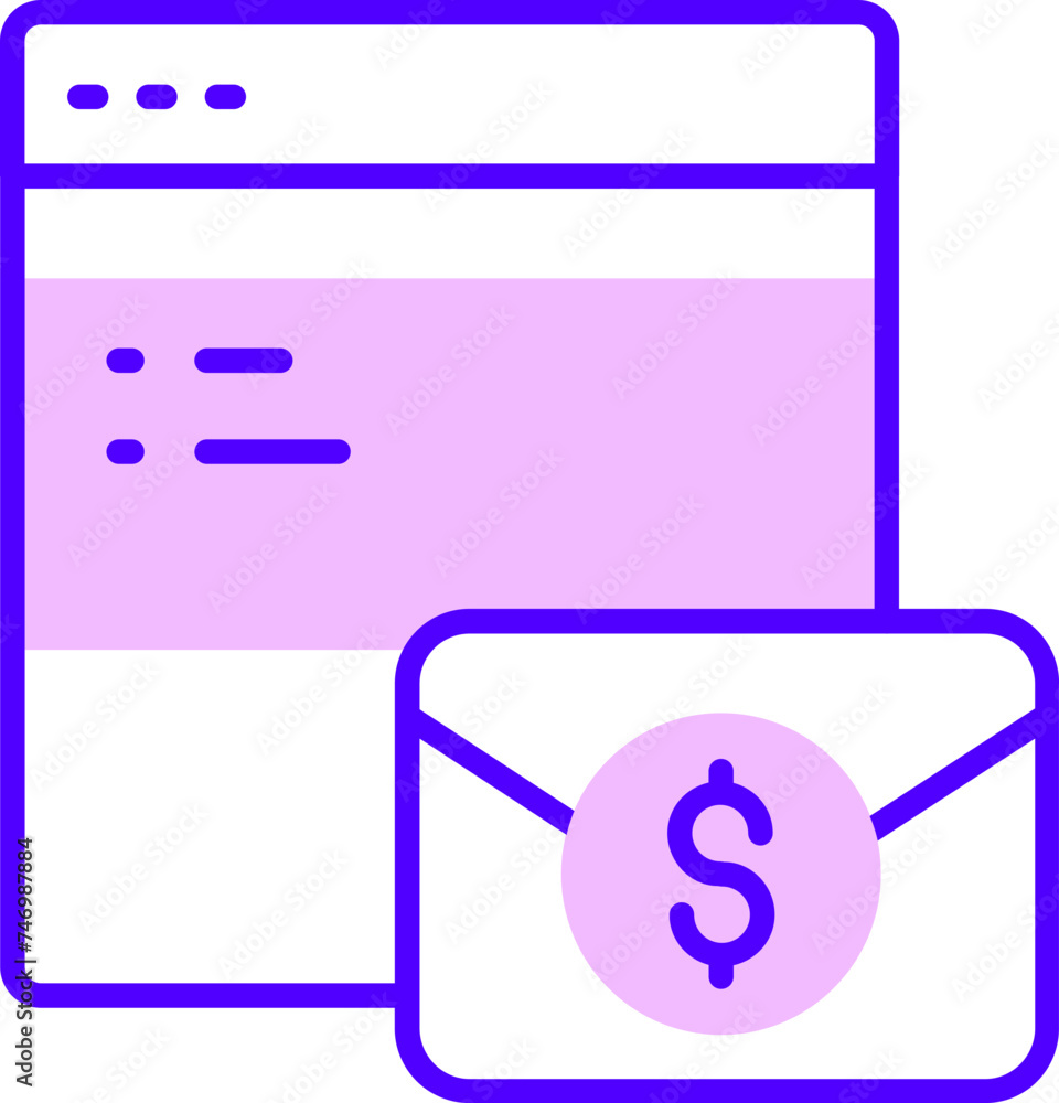 Online money transaction mail or envelope icon in flat style. Online money transaction mail or envelope icon in flat style.
