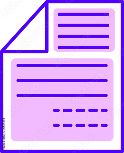 Isolated Document or file icon in blue and pink color.