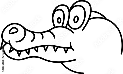 Crocodile Face Icon or Symbol in Black Thin Line.