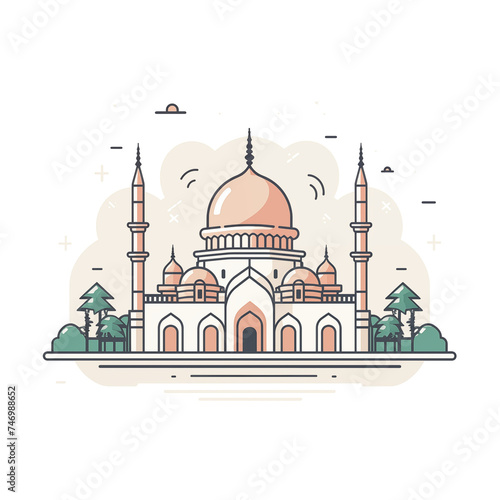 Mosque Illustration Isolated on White