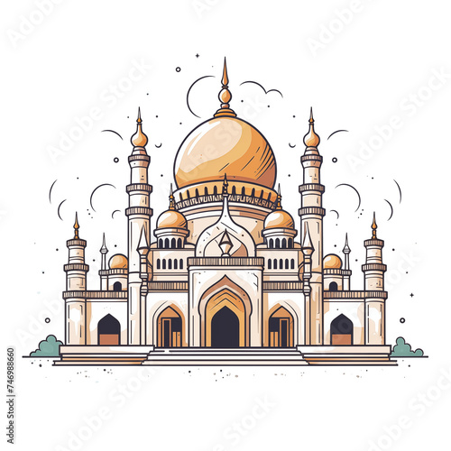 Mosque Illustration Isolated on White