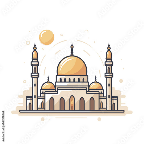 Mosque Illustration Isolated on White