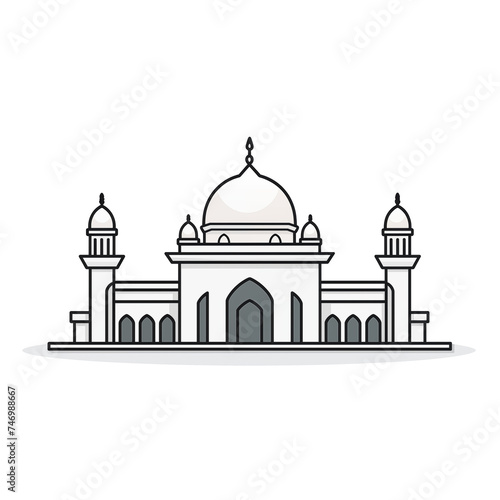 Mosque Illustration Isolated on White