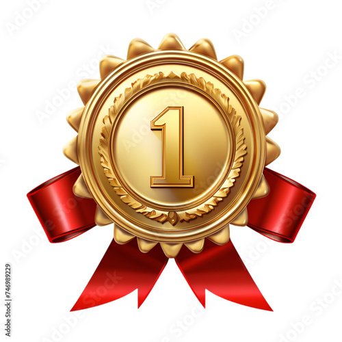 Champion gold silver and bronze award medals with ribbons PNG
