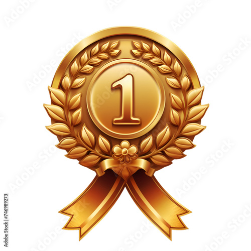 Champion gold silver and bronze award medals with ribbons PNG
