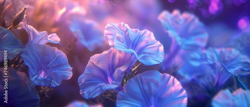 Celestial Opal Dream: Ipomoea alba flowers glow with opalescent hues, a dreamlike vision against the night sky.