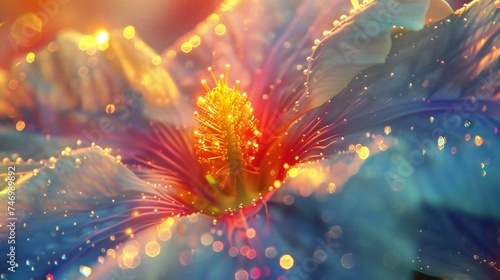Gleaming Glow: Macro shot capturing the glittery brilliance of Ipomoea alba petals, radiating a celestial light. © BGSTUDIOX