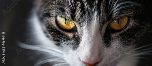 Mesmerizing Close-up of a Cat's Vivid Yellow Eyes Capturing the Essence of Feline Curiosity