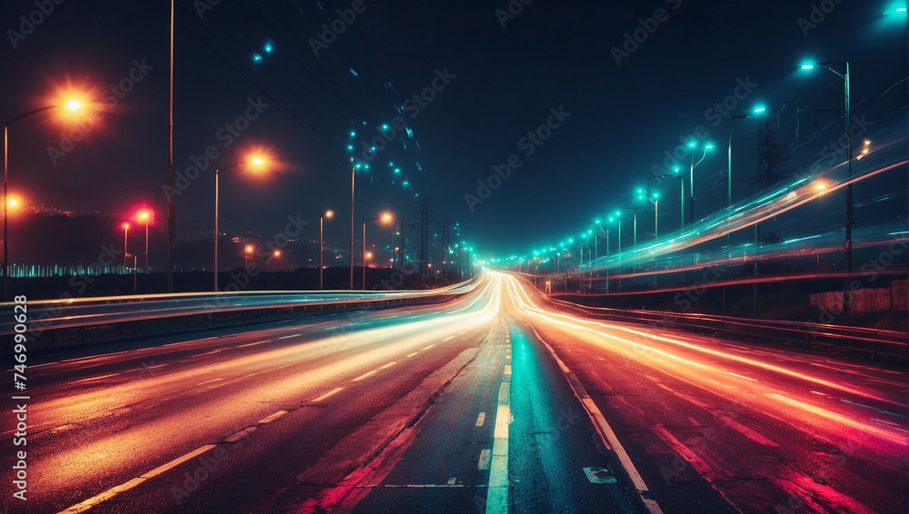Abstract light background City road light night highway Abstract light background City road light night highway