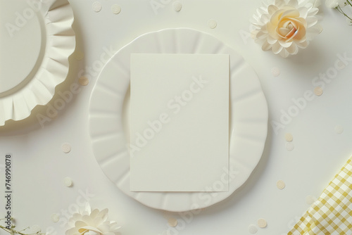 Neutral Pastel Color Birthday Celebration Event Invitation Mock up Card Blank Page Paper