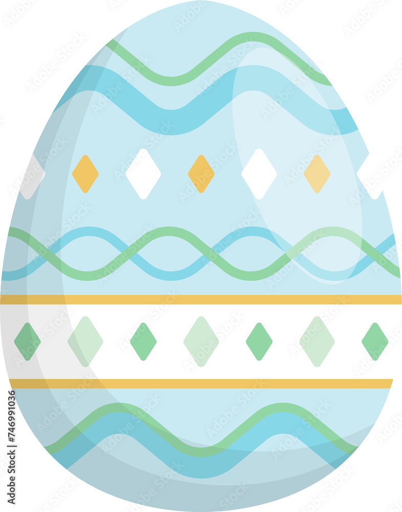 Painted and decorated Easter eggs, colorful, geometric image, vector illustration or icon or element