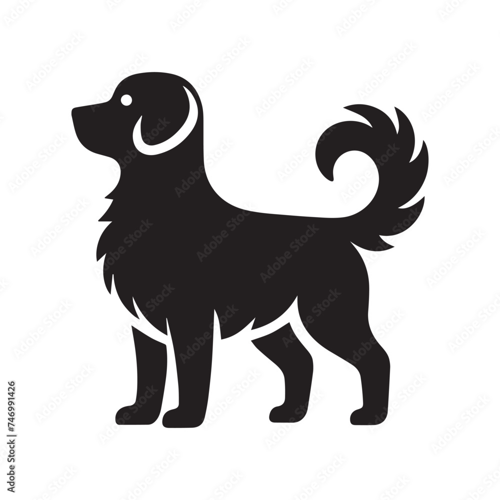 Silhouette and icon of loyal dog isolated on white background Silhouette and icon of loyal dog isolated on white background