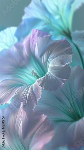 Moonlit Mint Whispers: Ipomoea alba blooms whisper softly in shades of moonlit mint, serene and calming. © BGSTUDIOX