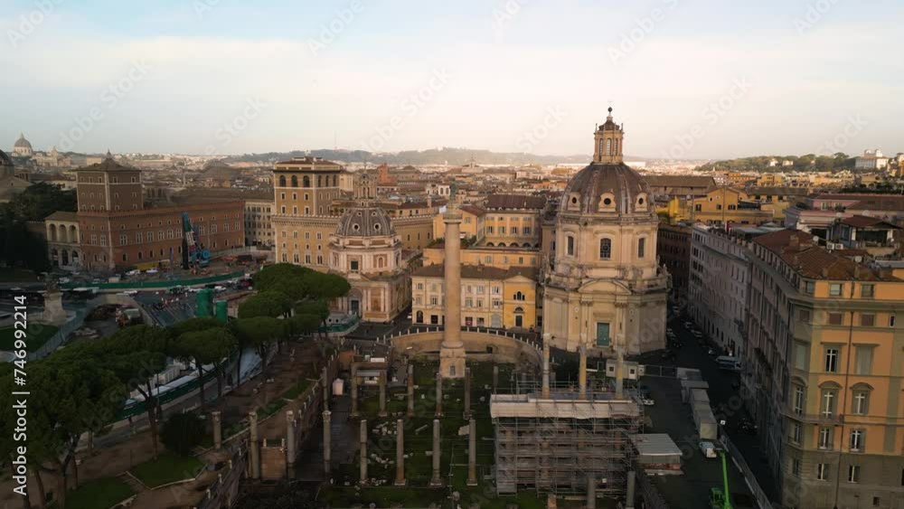 Trajan's Forum and Column - Forward Dolly Shot. Rome, Italy Trajan's Forum and Column - Forward Dolly Shot. Rome, Italy