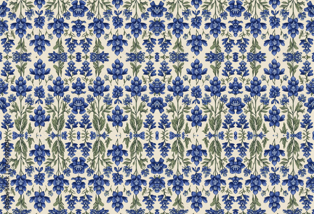 TULIP FABRIC BY THE YARD / BLUE HOME DECOR FABRIC / DUTCH TULIP FABRIC / VINTAGE FLORAL FABRIC / WIDE BLUE GREEN FABRIC
