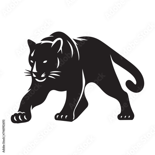  Silhouette and icon  of stealthy panther isolated on white background © Haider