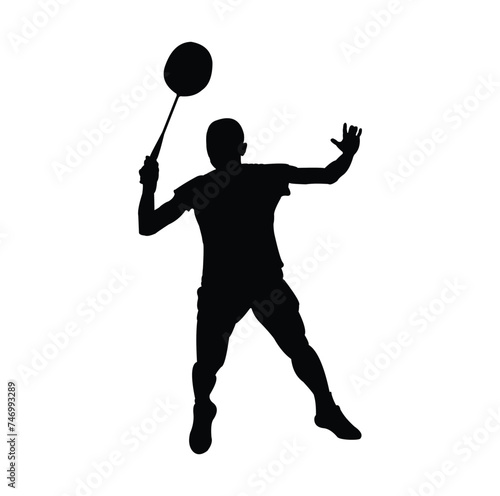 vector design of silhouette of badminton player attacking the ball