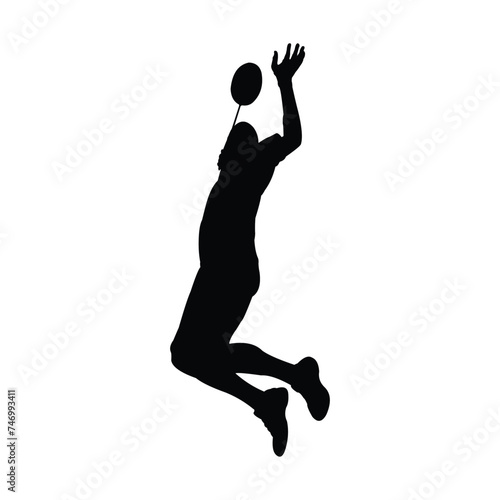 vector design of silhouette of badminton player attacking the ball