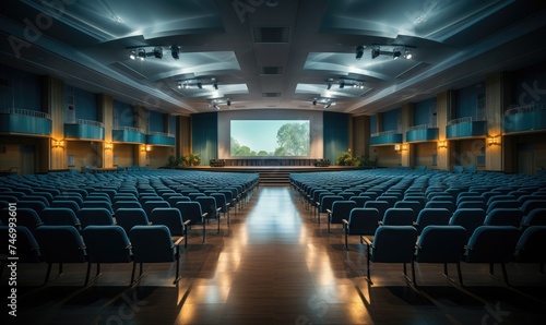 preparations for a big event, an empty auditorium that is ready