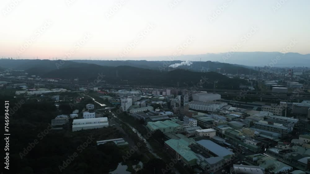 Punch In Aerial View Industrial District Taoyuan Taiwan Hazey Sky Smoke Punch In Aerial View Industrial District Taoyuan Taiwan Hazey Sky Smoke