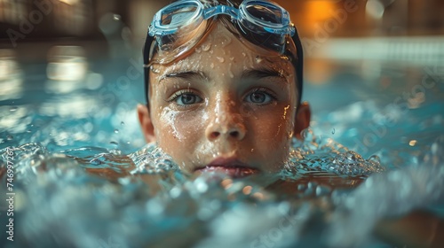 A boy swimming in swim pool school physical education exercise fitness
