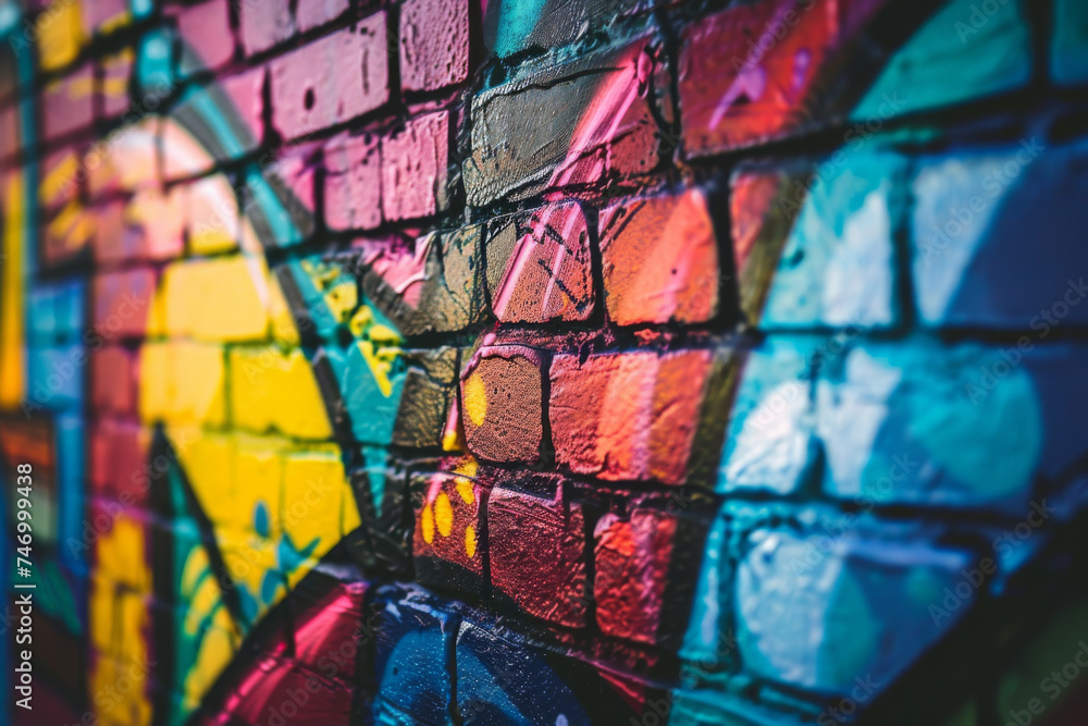 Close-up of a multicolored graffiti wall - This photo captures the texture and gradation of colors of a graffiti art up close