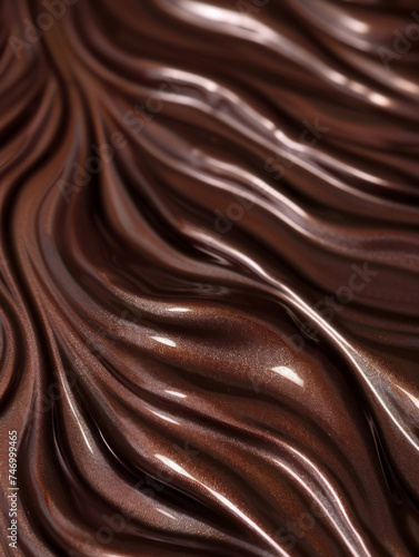 Close-up of swirling chocolate texture - A macro shot that beautifully captures the creamy and smooth texture of swirling chocolate, resonating with indulgence and pleasure