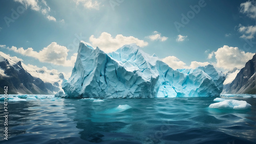 Crisis concept Global warming and melting glaciers