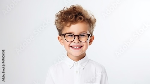 A Smiling Little Boy with Glasses. Fictional Character Created By Generated By Generated AI.