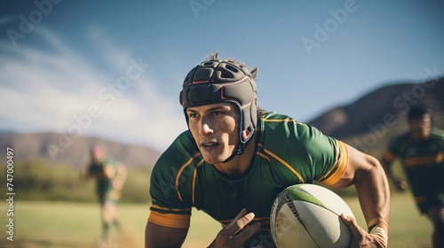 Rugby Player in Action During a Match