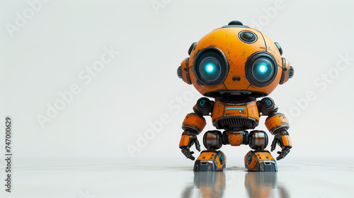 An image of a modern, sophisticated robot designed with high-tech features and artificial intelligence capabilities on white background © feeling lucky