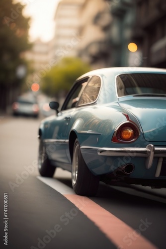 Defocused background of a classic car in the street in motion blur © RENDISYAHRUL