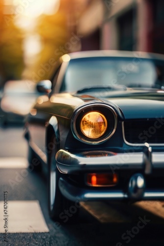 Defocused background of a classic car in the street in motion blur © RENDISYAHRUL