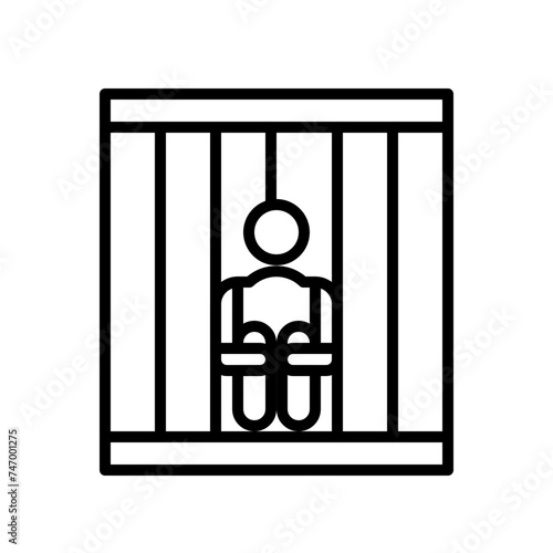 humans in cages line icon