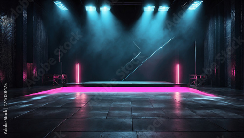 dark stage shows studio room dark scene neon light