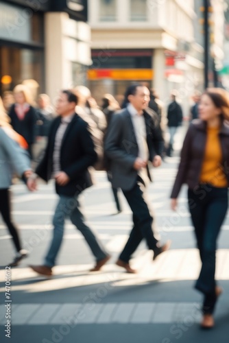 Defocused background of people walking in the street in motion blur © RENDISYAHRUL