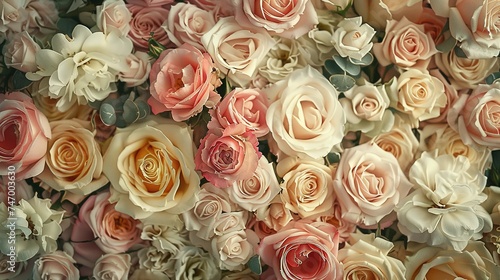 closeup soft pastel color roses bouquet, generative ai © irvan