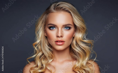 Timeless Beauty: Glamorous Woman with Golden Hair in Studio