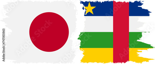 Central African Republic and Japan grunge flags connection vecto