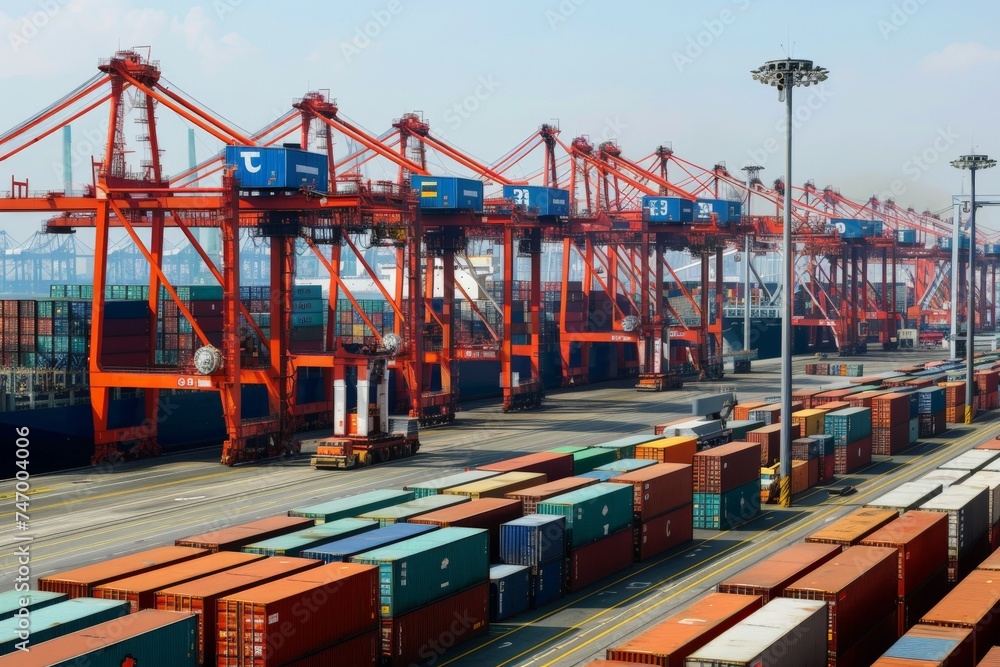Logistics and transportation of Container Cargo ship, Global transportation industry concept Logistics and transportation of Container Cargo ship, Global transportation industry concept