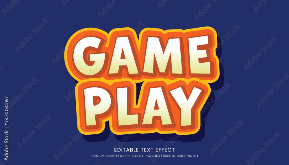 game play editable text effect template vector design with abstract style