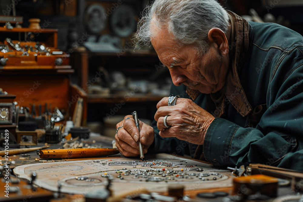 Illustration of a jewelry designer making a ring. Illustration of a jewelry designer making a ring.