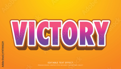 victory editable text effect template vector design with abstract style